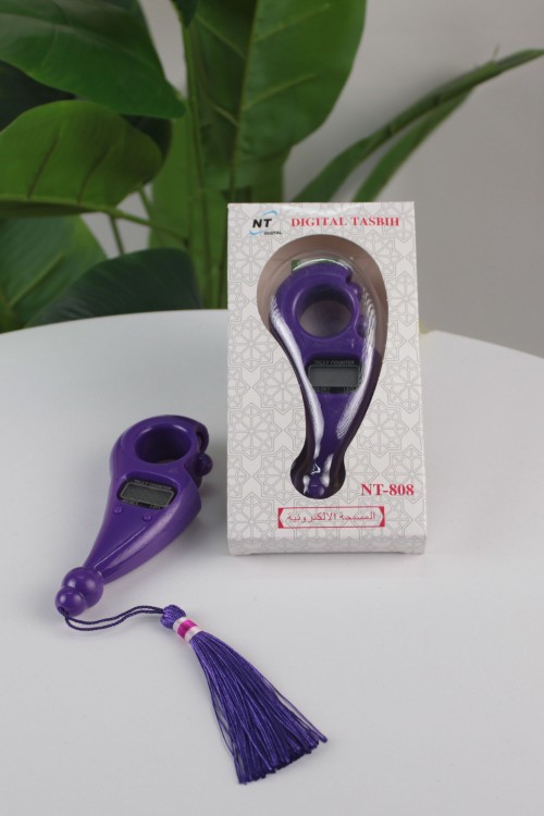Mor LEDli Değirmen Zikirmatik – Işıklı ve Püsküllü Ergonomik Dijital Tespih