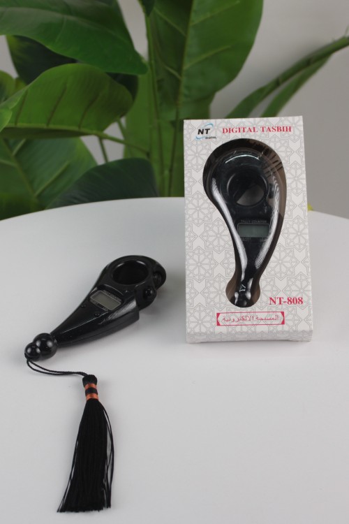 Siyah LEDli Değirmen Zikirmatik – Işıklı ve Püsküllü Ergonomik Dijital Tespih