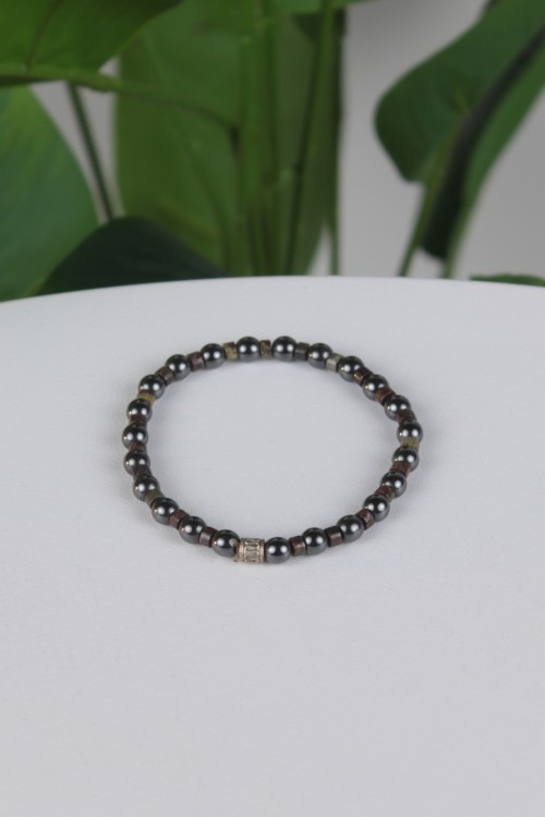 6 mm Hakiki Hematit Doğal Taş Bileklik – Renkli Doğal Taş Detaylı, Enerji Veren Şık ve Modern Unisex Bileklik-1