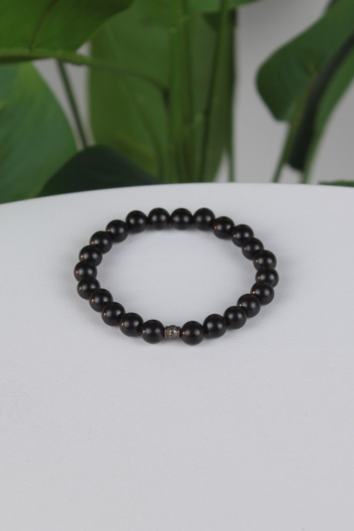 8 mm Doğal Ağaç Bileklik – Ahşap Boncuklu, İşlemeli Turuncu Ara Aparatlı ve Elastik Yapılı Unisex Aksesuar-2