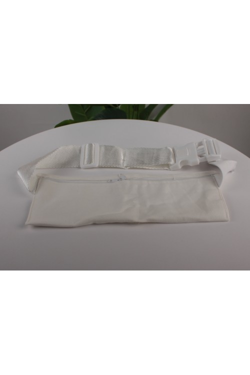 Ayarlanabilir Cepli İhram Kemeri – Güvenli Fermuarlı Bölmeli, Beyaz Kanvas İhram Kemeri