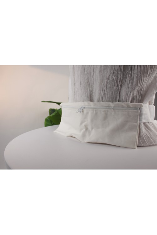 Ayarlanabilir Cepli İhram Kemeri – Güvenli Fermuarlı Bölmeli, Beyaz Kanvas İhram Kemeri