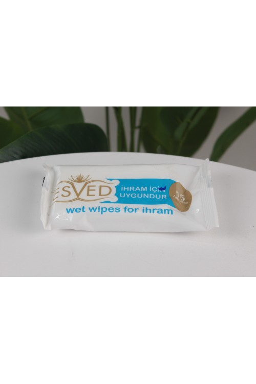 Esved İhram Islak Mendili – Hac ve Umre İçin Özel Üretim, Alkolsüz ve Parfümsüz 15 Adet