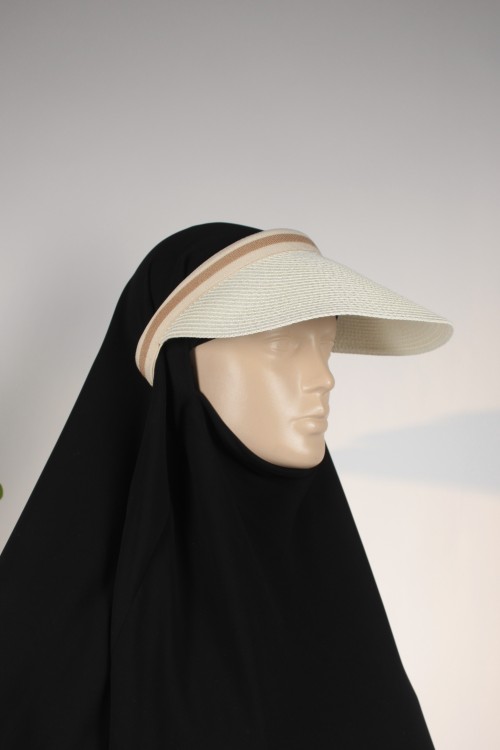 Açık Krem Vizörlü Hasır Şapka – Siperlikli Tasarım, Esnek Bantlı ve Güneş Korumalı Kadın Hasır Vizör