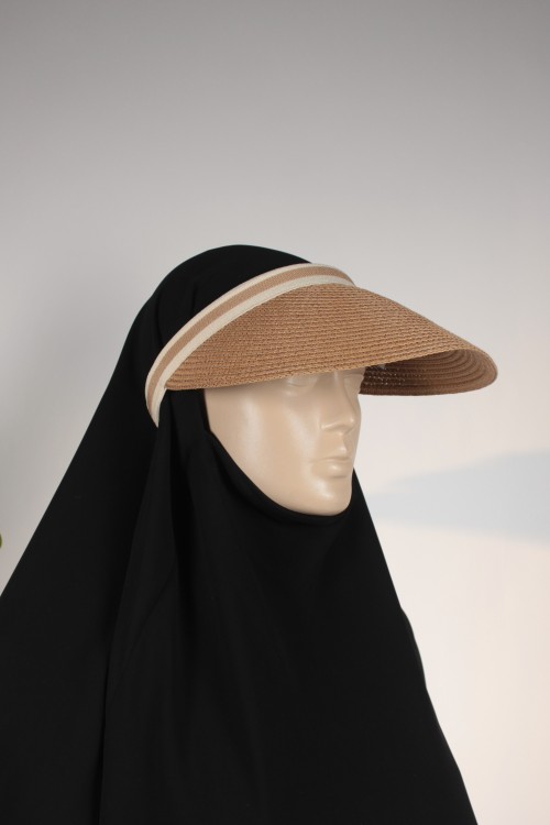 Kahverengi Vizörlü Hasır Şapka – Siperlikli Tasarım, Esnek Bantlı ve Güneş Korumalı Kadın Hasır Vizör