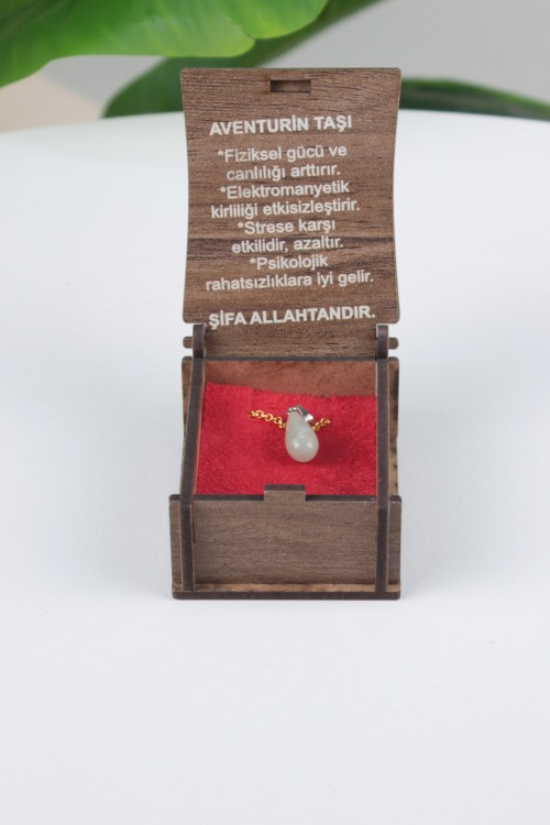 Aventurin Taşı -2 Özel Ahşap Kutulu Doğal Taş Kolye Koleksiyonu – Hakiki Şifalı Taşlar, Bilgi Kartlı ve Hediye Konseptli Tasarım Kolyeler