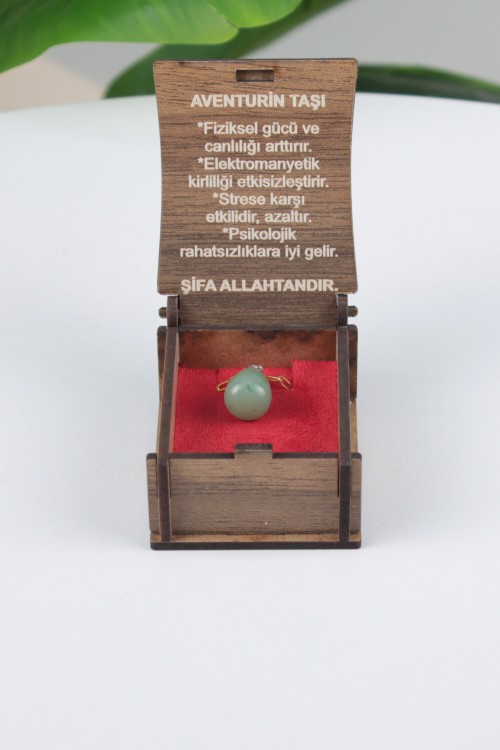 Aventurin Taşı -3 Özel Ahşap Kutulu Doğal Taş Kolye Koleksiyonu – Hakiki Şifalı Taşlar, Bilgi Kartlı ve Hediye Konseptli Tasarım Kolyeler