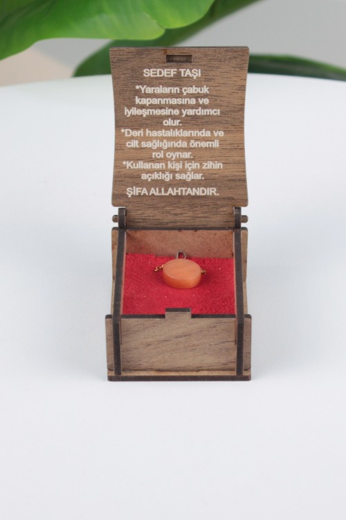 Sedef Taşı Özel Ahşap Kutulu Doğal Taş Kolye Koleksiyonu – Hakiki Şifalı Taşlar, Bilgi Kartlı ve Hediye Konseptli Tasarım Kolyeler