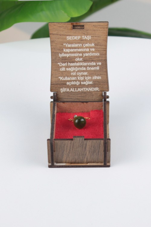 Sedef Taşı -2 Özel Ahşap Kutulu Doğal Taş Kolye Koleksiyonu – Hakiki Şifalı Taşlar, Bilgi Kartlı ve Hediye Konseptli Tasarım Kolyeler
