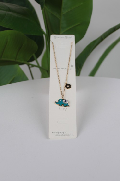 Figürlü Lüks Çelik Kolye – 316L Paslanmaz Çelik, Kararma Yapmaz Altın Kaplama ve Şans Temalı Özel Tasarım Kolye-2