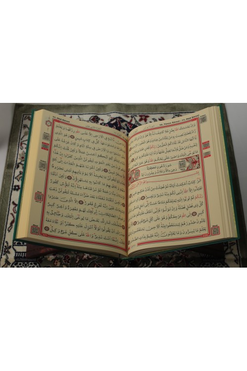 Yeşil Cami Boy Kur'an-ı Kerim – Lüks Termoteri Ciltli, Bilgisayar Hatlı, Çok İri Puntolu ve Özel Kenar Yaldızlı Şerif