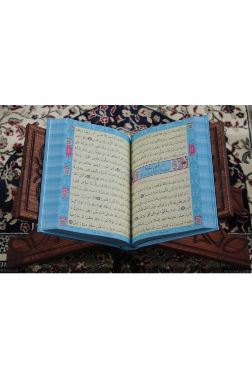 Mavi Orta Boy Kur'an-ı Kerim – Lüks Termoteri Ciltli, Bilgisayar Hatlı İbadet Rehberi