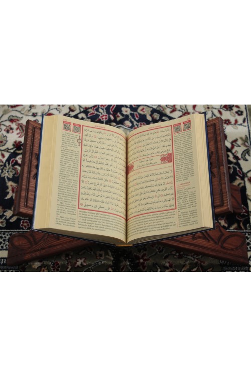 Mavi Orta Boy Kur'an-ı Kerim – Lüks Termoteri Ciltli, Mealli ve Bilgisayar Hatlı İbadet Rehberi