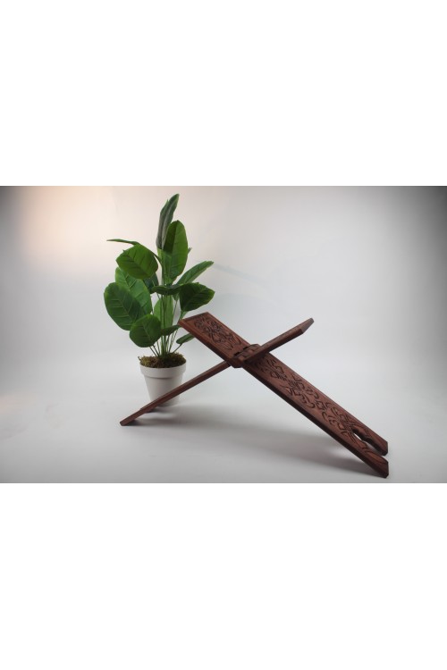 Büyük 75 cm Cami Boy Çam Oyması Rahle – Geleneksel Selçuklu Motifli, El İşçiliği Ahşap Kitap Okuma Standı