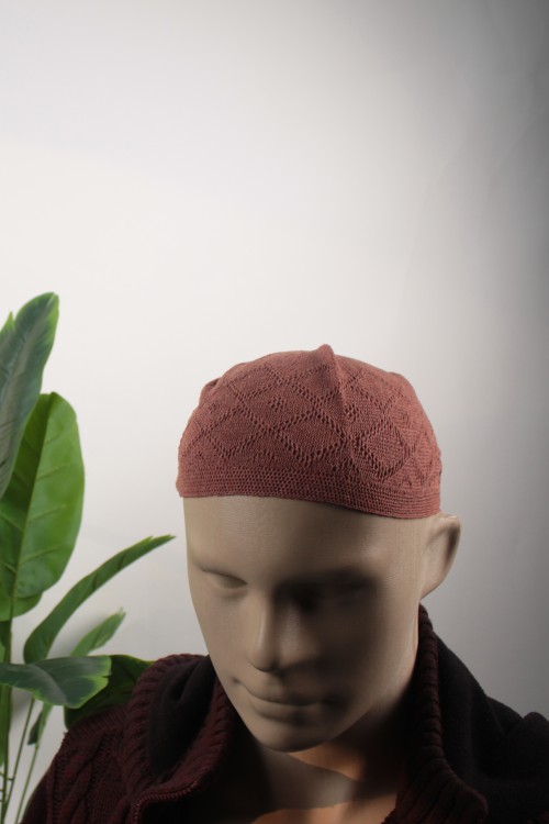 Kahverengi 12'li Paket Klasik Örgü Takke – Hac ve Umre İçin  Esnek ve Hava Alan Hediyelik Erkek Takke Seti