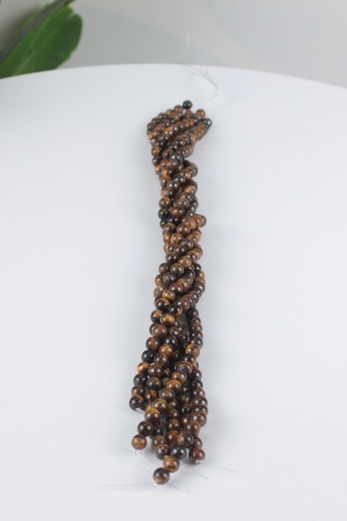 8 mm Hakiki Kaplan Gözü Doğal Taş Dizi – Takı Tasarımı İçin 1 Dizi (Yaklaşık 37-40 Adet) Yüksek Kaliteli Doğal Taş