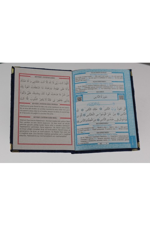 Lacivert Çanta Boy Kadife Yasin-i Şerif – 80 Sayfa, Lüks Kadife Ciltli, Köşe Korumalı, Türkçe Okunuşlu ve Mealli Dua Kitabı