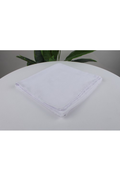 Güpürsüz 110 cm Dikişli Virt Örtüsü – Birinci Sınıf Kumaş, Kenar İşlemeli ve Hac-Umre İçin Uygun Saf Beyaz Başörtüsü