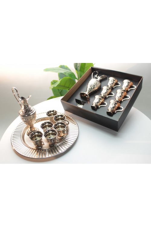 Busem Gümüş Zemzem Takımı – Osmanlı Motifli, Gümüş Kaplama Görünümlü 8 Parça Lüks İkram Seti