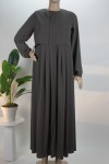 Antrasit Cepkenli Model Medine İpeği Ferace