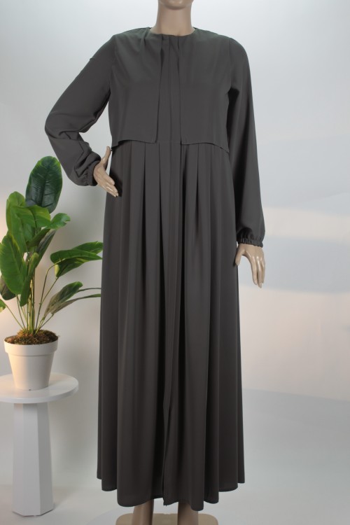 Antrasit Cepkenli Model Medine İpeği Ferace