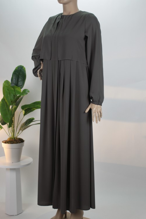 Antrasit Cepkenli Model Medine İpeği Ferace