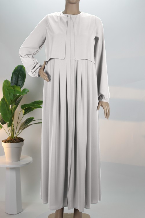 Taş Rengi Cepkenli Model Medine İpeği Ferace