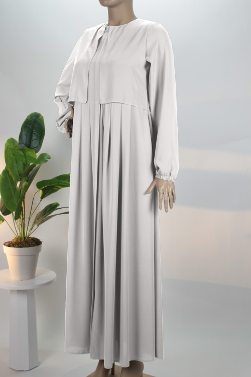 Taş Rengi Cepkenli Model Medine İpeği Ferace