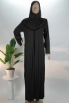 Siyah Fermuarlı Penye Namaz Elbisesi