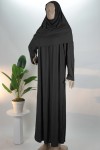Siyah Likralı Penye Lady Namaz Elbisesi  (38 - 48 Tüm Bedenlere Uyumlu)