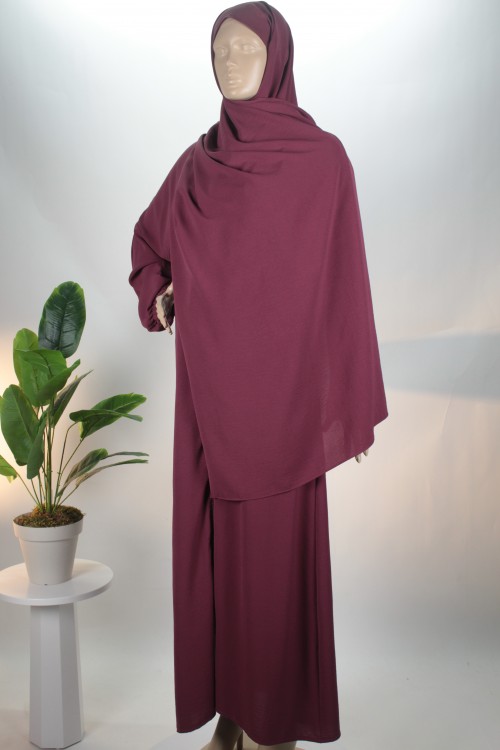 Bordo 3'ü1 Arada Pelerinli Ayrobin Ferace (Umre & Namaz & Hatim Elbisesi)