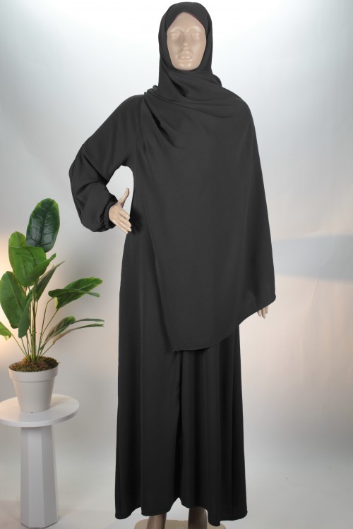 Siyah 3'ü1 Arada Pelerinli Ayrobin Ferace (Umre & Namaz & Hatim Elbisesi)