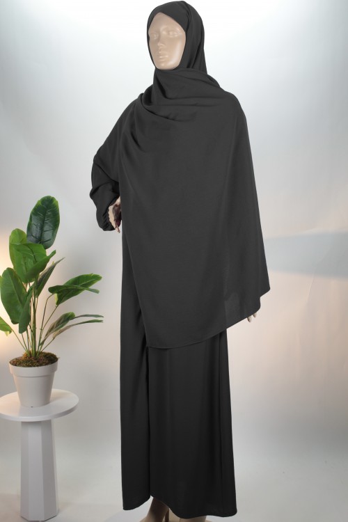 Siyah 3'ü1 Arada Pelerinli Ayrobin Ferace (Umre & Namaz & Hatim Elbisesi)