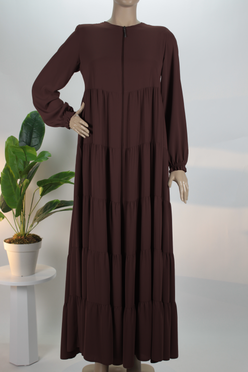 Acı Kahve Beş Katlı Medine İpeği Ferace