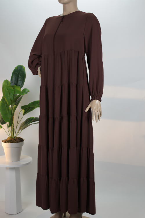 Acı Kahve Beş Katlı Medine İpeği Ferace