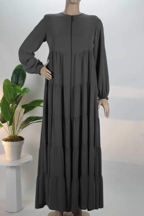 Antrasit Beş Katlı Medine İpeği Ferace