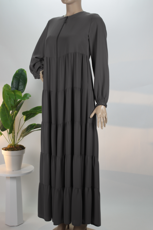 Antrasit Beş Katlı Medine İpeği Ferace