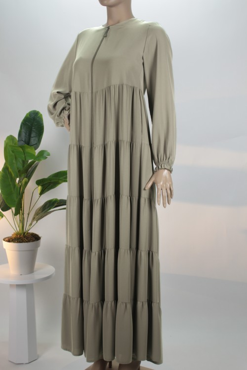 Küf Yeşili Beş Katlı Medine İpeği Ferace