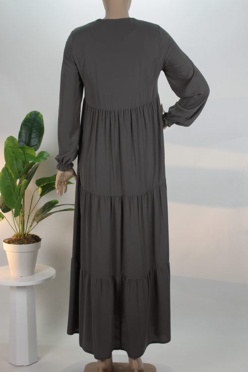 Antrasit Üç Katlı Medine İpeği Ferace