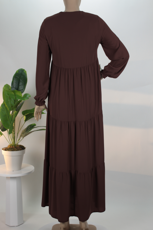 Acı Kahve Üç Katlı Medine İpeği Ferace