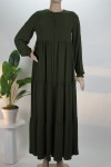 Haki Üç Katlı Medine İpeği Ferace