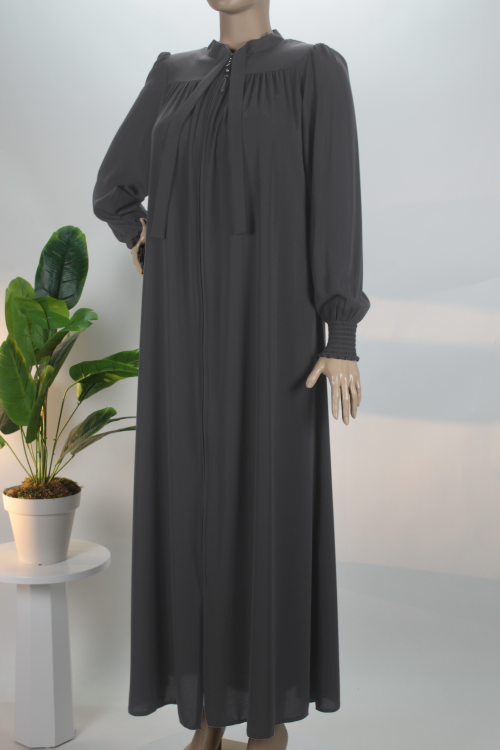 Antrasit Robalı Gipe Kol Medine İpeği Ferace