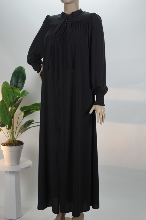 Siyah Robalı Gipe Kol Medine İpeği Ferace