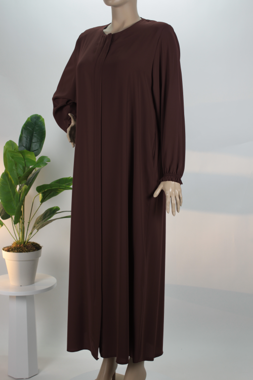 Acı Kahve Düz Battal Medine İpeği Ferace