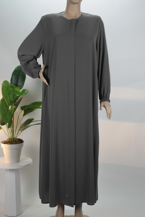 Antrasit Düz Battal Medine İpeği Ferace