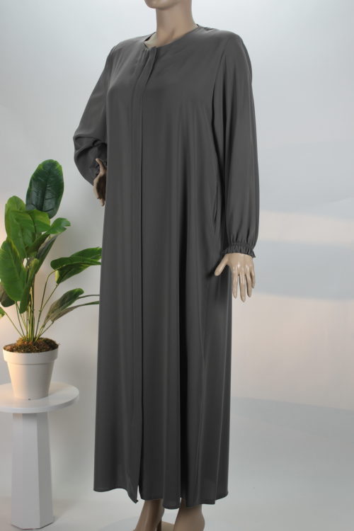 Antrasit Düz Battal Medine İpeği Ferace