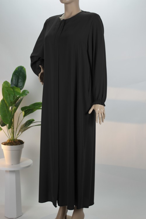 Siyah Düz Battal Medine İpeği Ferace